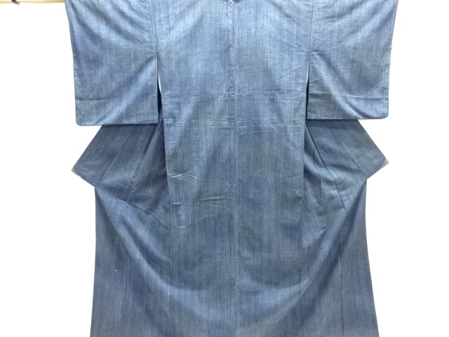 JAPANESE KIMONO / ANTIQUE KIMONO / SILK / FUSHI TSUMUGI / WOVEN STRIPE